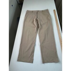 RHONE Travel Dress Pants Khaki Beige Flat Front Mens Size 36